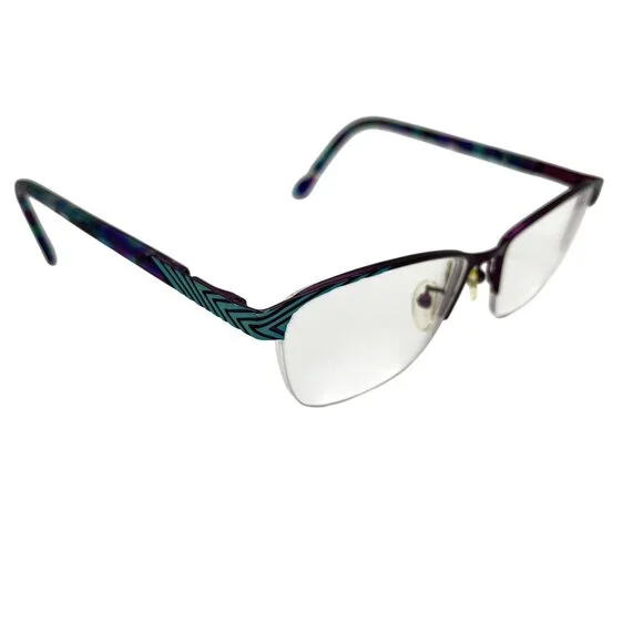 Wittnauer Charlene Half Rim Violet Tortoise Metal Eyeglasses Frame 54 x 16 145 - Picture 2 of 6